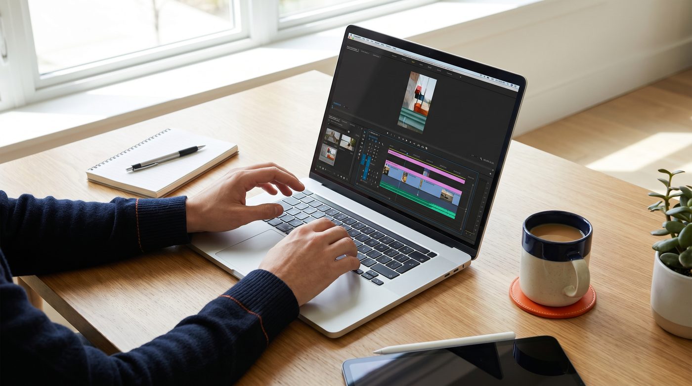 A content creator editing a vertical video reel on a laptop, the production work that justifies the price difference